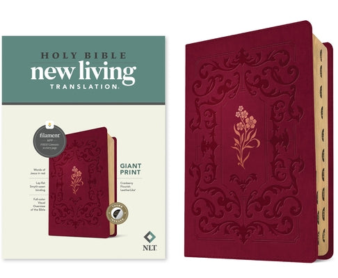 NLT Giant Print Bible, Filament Enabled (Leatherlike, Cranberry Flourish, Indexed, Red Letter) by Tyndale