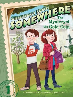 Paperback book titled "The Mystery of the Gold Coin" by Little Simon featuring a cover with a gold coin and mysterious clues.