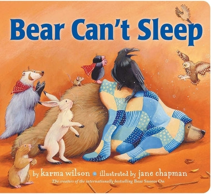 Little Simon Bear Can't Sleep board book with colorful illustrated cover showing a sleepy bear in a cozy setting.