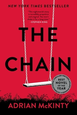 Paperback copy of The Chain novel by Mulholland Books, showing the book cover with title and author details.