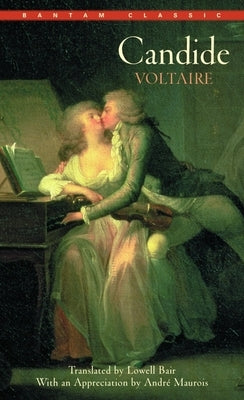 Cover of Bantam Classics' mass market paperbound edition of Candide by Voltaire, featuring classic book cover artwork.