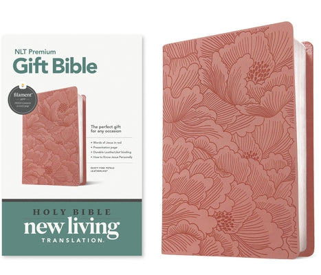 Premium Pink Leatherlike Gift Bible NLT by Tyndale House Publishers with red letter text and filament-enabled features.