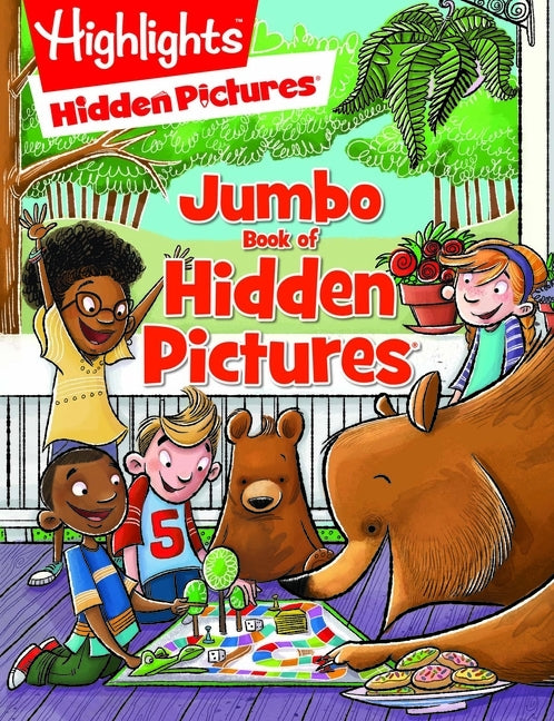 Jumbo Kids Activity Book by Highlights Press featuring hidden pictures and seek-and-find puzzles on a colorful paperback cover.