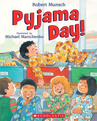 Paperback "Pyjama Day!" book by Scholastic Canada featuring colorful illustrations and a cozy bedtime scene.