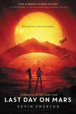 Paperback of "Last Day on Mars" by Walden Pond Press featuring a space-themed cover with a rocket and Martian landscape.
