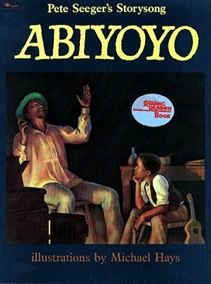 Paperback copy of Abiyoyo by Aladdin Paperbacks, featuring the book cover with colorful illustrations.