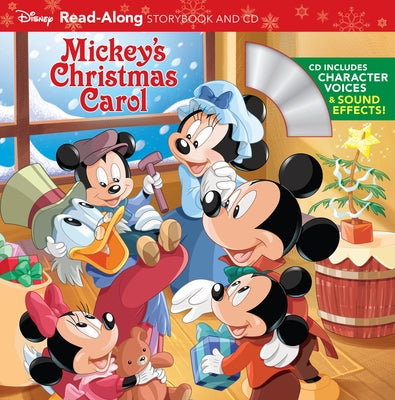 Disney Press Mickey's Christmas Carol readalong storybook and CD, paperback with colorful holiday-themed illustrations.