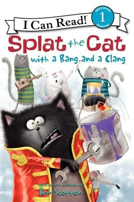 Paperback of "Splat the Cat with a Bang and a Clang" by HarperCollins, featuring colorful cat illustrations on the cover.
