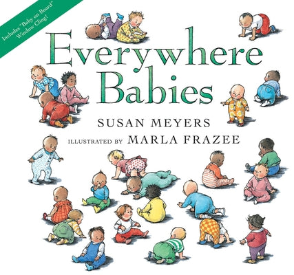 Clarion Books Everywhere Babies lap board book with colorful pages and a window cling for young children to explore and enjoy.