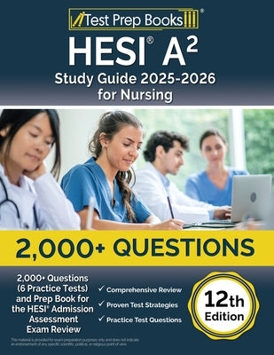 HESI A2 Study Guide 2025-2026 paperback by Test Prep Books with practice questions and tests for nursing exam preparation