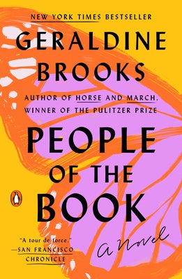 Paperback copy of "People of the Book" by Penguin Books, showing the book cover with title and author details.