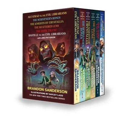 Alcatraz Versus the Evil Librarians boxed set of six books by Starscape Books, featuring the enclosed book spines and cover designs.