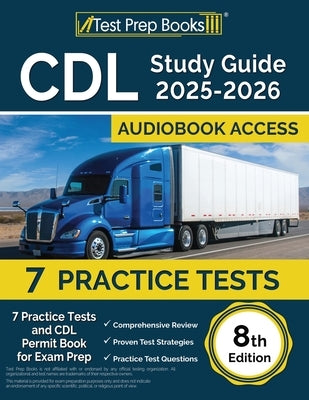 Paperback CDL Study Guide 2025-2026 by Test Prep Books with practice tests and permit exam prep for commercial driver’s license.