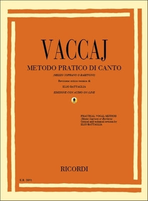 Paperback Metodo Practico book for mezzo-soprano/baritone with accompanying CD by Ricordi, featuring vocal exercises and practice tracks.