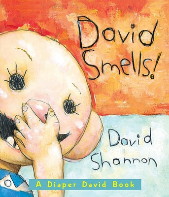 Board book titled "David Smells! a Diaper David" by Cartwheel Books featuring colorful cartoon illustrations of David and a diaper.