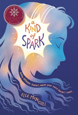 Paperback copy of "A Kind of Spark" by Yearling Books featuring the book cover with colorful artwork and title text.