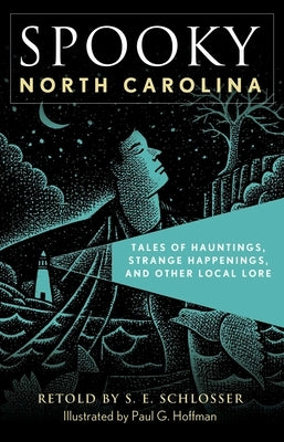 Paperback book titled "Spooky North Carolina" by Globe Pequot Publishing, featuring haunting tales and local lore illustrations.