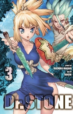 Paperback of Dr. Stone, Vol. 3: Two Million Years of Being by Viz Media, featuring colorful manga cover art.