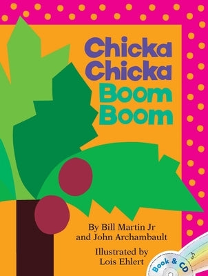 Colorful Chicka Chicka Boom Boom paperback book by Little Simon with CD, featuring vibrant illustrations and playful typography.
