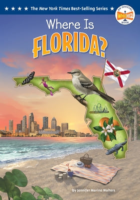 Paperback "Where Is Florida?" book by Penguin Workshop featuring colorful map illustrations of Florida and its landmarks.