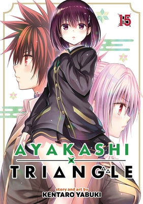 Paperback of Ayakashi Triangle Vol. 15 manga by Ghost Ship, showing the front cover with colorful Japanese anime-style artwork.
