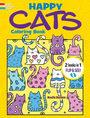 Coloring book for adults featuring happy cats by Dover Publications, with fun color-by-number pages in a paperback format.