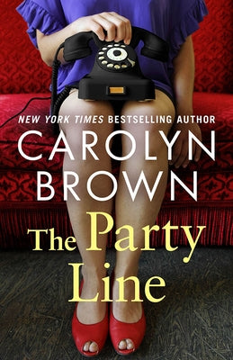 Paperback copy of The Party Line novel by Montlake, featuring the book cover with colorful artwork and title text.