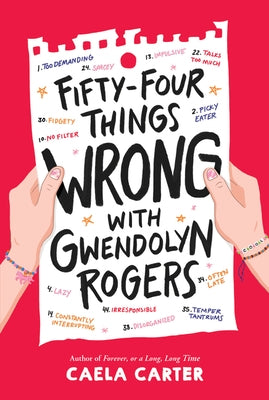Paperback of "Fifty-Four Things Wrong with Gwendolyn Rogers" by Quill Tree Books showing the book cover with colorful illustrations