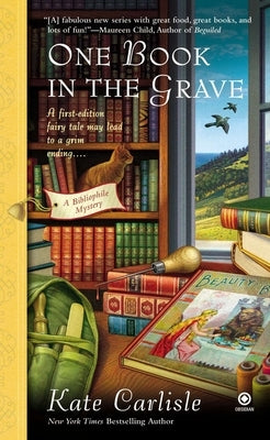 Mass market paperback of "One Book in the Grave" by Berkley Books, featuring a dark, mysterious cover design.