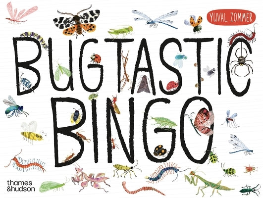 Bugtastic Bingo board game for all ages by Thames & Hudson, featuring colorful bug illustrations on the game cards and tokens.