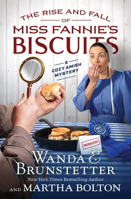 Paperback copy of "The Rise and Fall of Miss Fannie's Biscuits" Amish mystery novel by Barbour Fiction, with book cover visible.