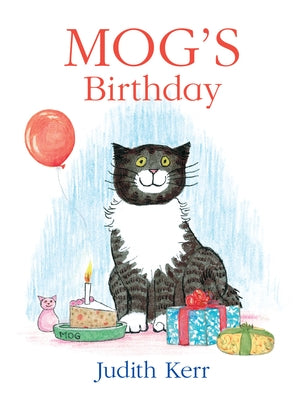 Paperback copy of Mog's Birthday children's book by HarperCollins Children's Books, featuring colorful cover art with Mog the cat.