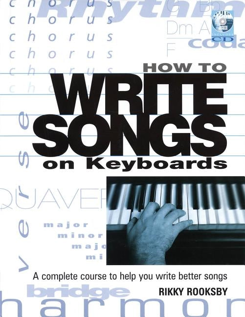 Paperback book titled "How to Write Songs on Keyboards" by Backbeat Books, featuring a cover image with keyboard illustrations.
