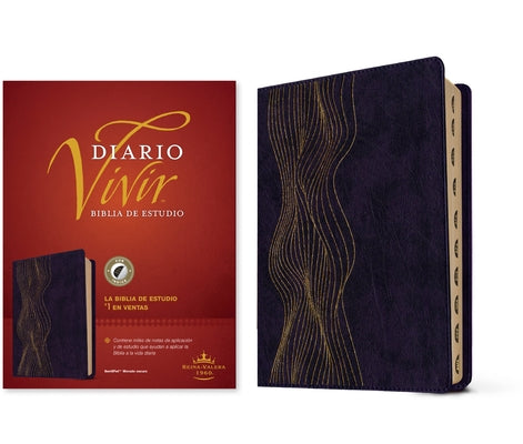 Biblia de Estudio del Diario Vivir Rvr60 (Sentipiel, Morado Oscuro, Índice, Letra Roja) by Tyndale