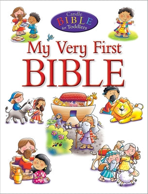 Colorful paperback My Very First Bible by Kregel Publications featuring illustrations for young children.