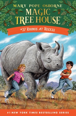 Paperback book titled Rhinos at Recess by Random House Books for Young Readers, featuring colorful illustrations of rhinoceroses.