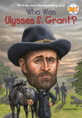 Paperback book titled "Who Was Ulysses S. Grant?" from Penguin Workshop, featuring a cover image with historical artwork.