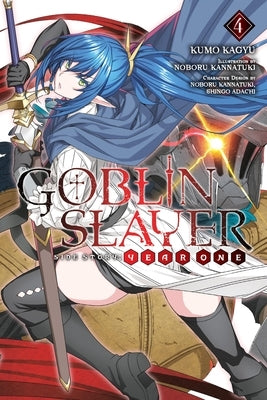Paperback of Goblin Slayer Side Story Year One Vol. 4 light novel by Yen on, featuring cover art with fantasy characters.