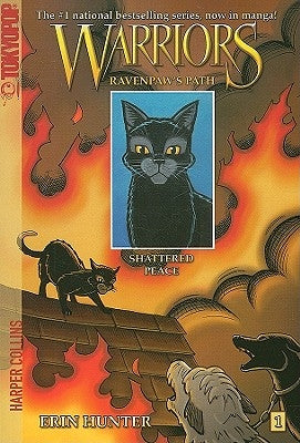 Paperback of Warriors: Ravenpaw's Path #1 Shattered Peace by HarperCollins, featuring a cover illustration of Ravenpaw in a forest setting.