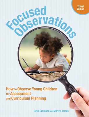 Paperback book titled "Focused Observations, Third Edition" by Redleaf Press, featuring a cover with children and assessment tools.