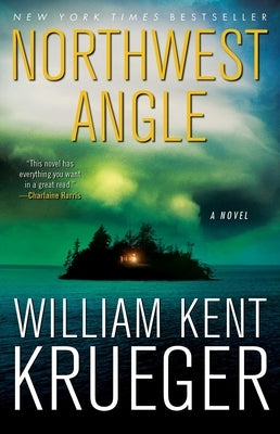 Paperback of Northwest Angle novel by Atria Books featuring a book cover with a scenic landscape and title text.