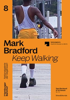Paperback of "Mark Bradford: Keep Walking" art book by Silvana Editoriale, featuring abstract cover art with vibrant colors.