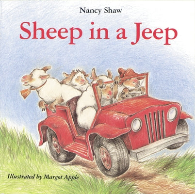 Paperback "Sheep in a Jeep" book by Clarion Books featuring colorful illustrated sheep in a playful jeep scene.