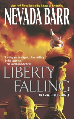Cover of the mass market paperbound novel "Liberty Falling" by Berkley Books, featuring artwork related to the story.