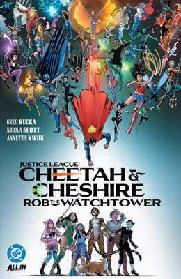 Paperback comic book featuring Justice League's Cheetah and Cheshire Rob at the Watchtower, published by DC Comics.