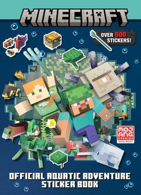 Minecraft Official Aquatic Adventure Sticker Book by Random House Books for Young Readers, featuring colorful aquatic-themed stickers and pages.