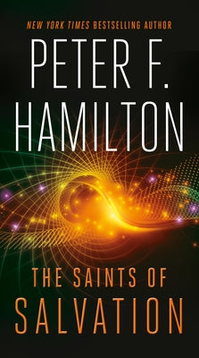 Mass market paperbound book titled "The Saints of Salvation" by Del Rey Books, featuring cover art with celestial and dark fantasy elements.