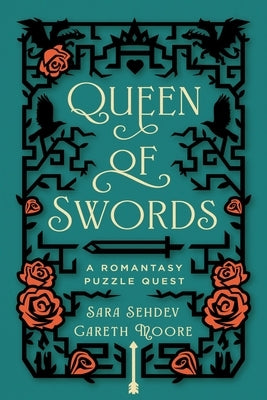 Paperback of Queen of Swords Romantasy Puzzle Quest by Puzzlewright Press, featuring colorful fantasy-themed cover art.