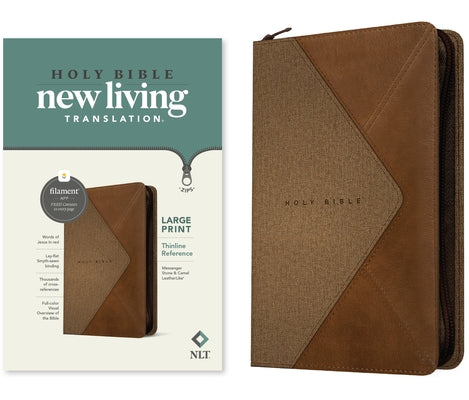 NLT Large Print Thinline Reference Zipper Bible, Filament Enabled (Leatherlike, Messenger Stone & Camel, Red Letter) by Tyndale