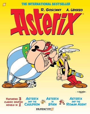 Paperback Asterix Omnibus Vol. 5 by Papercutz featuring Asterix and the Cauldron, Asterix in Spain, and Asterix and the Roman Agent.